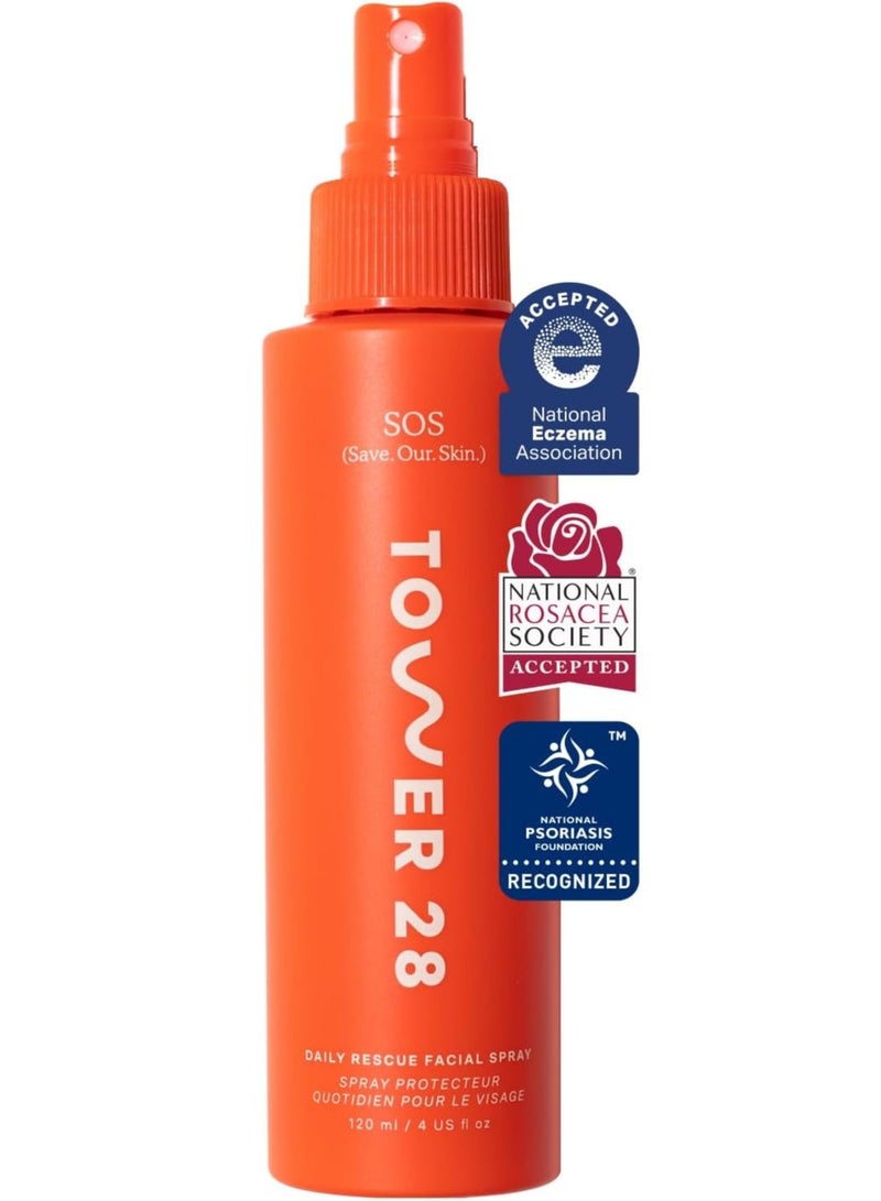 Tower 28 SOS Daily Rescue Facial Spray - The Miracle pH - Balancing Toner! Hypochlorous Acid Formula for Ultra - Sensitive Skin, 4 Fl Oz - Image 1