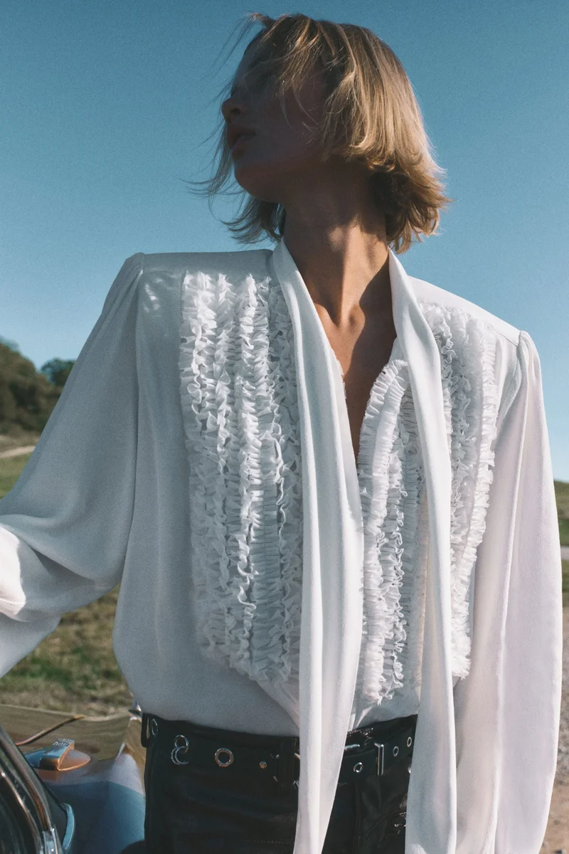 H&M Oversized bow-collar blouse