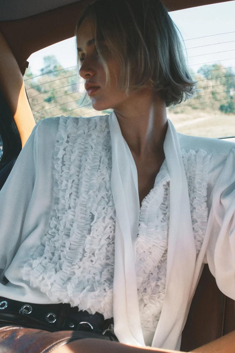 H&M Oversized bow-collar blouse