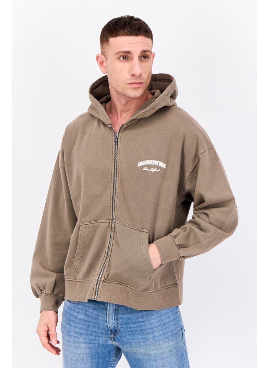 Men Hooded Long Sleeves Brand Logo Sweatshirt, Khaki - pzsku/ZA742086F8C6591A7823EZ/45/_/1737642076/e7d4fe94-a628-4ccf-ba42-bd44fcbc7755