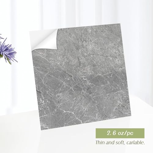 Lareko 20Sq.Ft Grey Marble Peel and Stick Vinyl Floor Tiles,20 Tiles - 12" x 12",Waterfproof and Self Adhesive Vinyl Sticker Tiles,Laminate Flooring for for Kichen,Bathroom,Dining Room(Grey) - Image 3