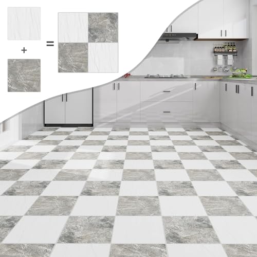 Lareko 20Sq.Ft Grey Marble Peel and Stick Vinyl Floor Tiles,20 Tiles - 12" x 12",Waterfproof and Self Adhesive Vinyl Sticker Tiles,Laminate Flooring for for Kichen,Bathroom,Dining Room(Grey) - Image 5