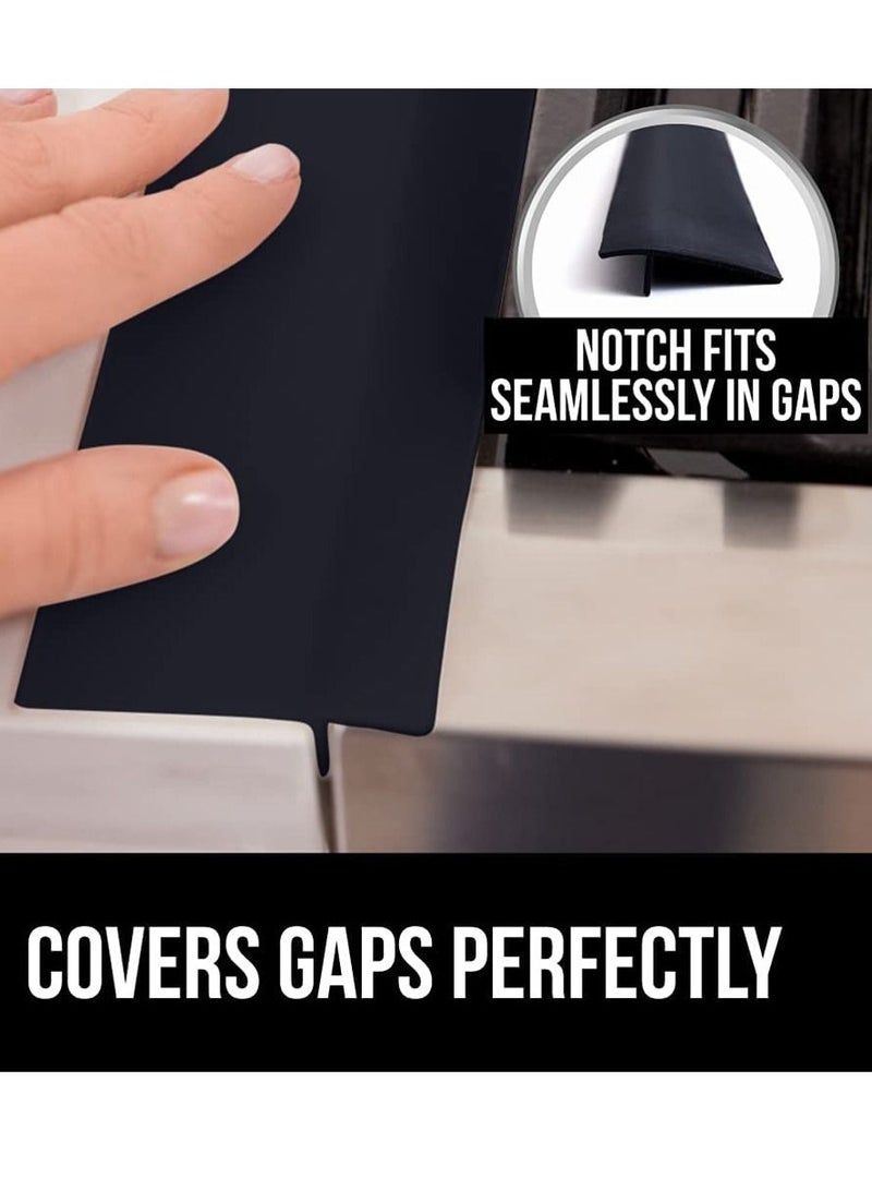 KASTWAVE Silicone Stove Gap Covers, Heat Resistant Flexible Stovetop Filler Between Counters and Cooktops, Seamless Hidden Oven Side Guard, Prevents Counterspace Mess, 21 Inch, Black 2 Pack - Image 3