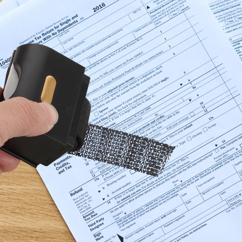 Graphite Black Privacy Roller Stamp with Ink for Document Confidentiality Office Home Use - Image 5