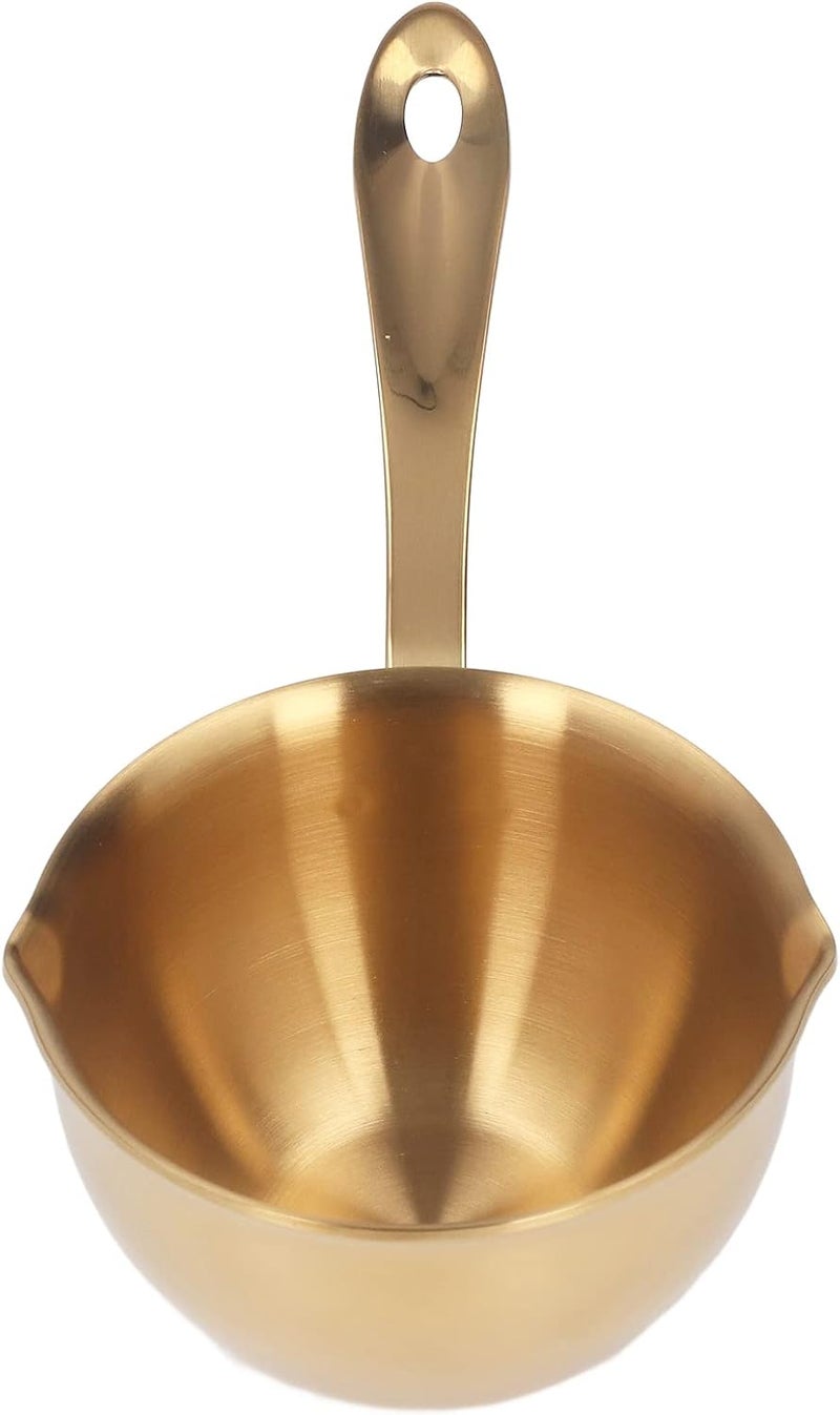 Stainless Steel Saucepan, Professional Home Cooking Tool Dual Pouring Spouts Fast Boiling Easy Pouring Sauce Pan for Chocolate Milk Hot Oil (Gold) - Image 2