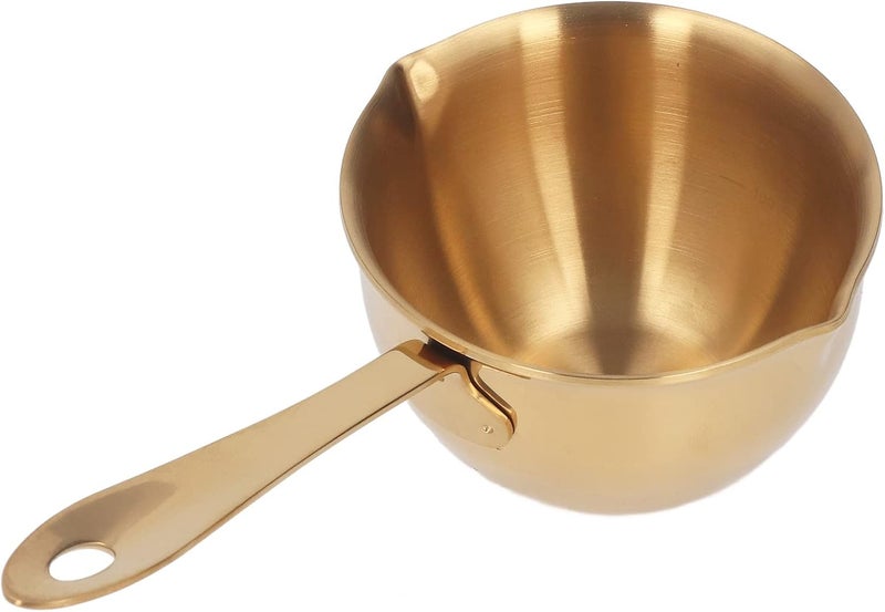 Stainless Steel Saucepan, Professional Home Cooking Tool Dual Pouring Spouts Fast Boiling Easy Pouring Sauce Pan for Chocolate Milk Hot Oil (Gold) - Image 5
