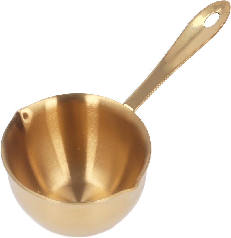 Stainless Steel Saucepan, Professional Home Cooking Tool Dual Pouring Spouts Fast Boiling Easy Pouring Sauce Pan for Chocolate Milk Hot Oil (Gold) - Image 1