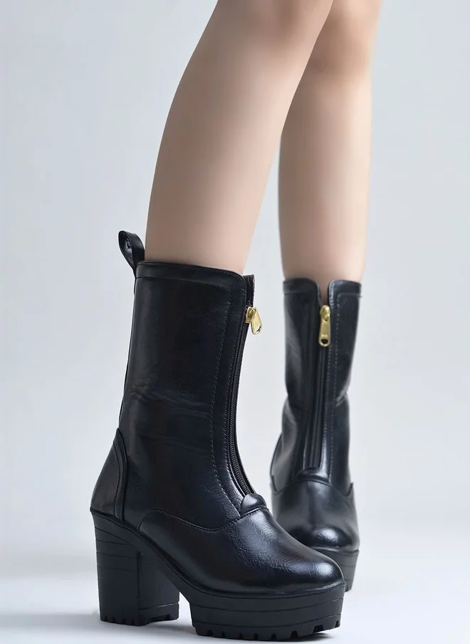 Shoetopia Stylestry Women Casual Block-Heeled Chunky Boots