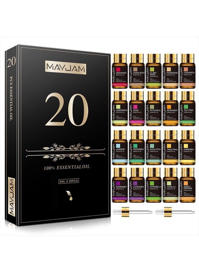 MAYJAM Tea Tree 20 Pcs Pure Essential Oil Gift Set, for Diffuser, Humidifiers, Skin Care, Massage, Fragrance Oil Scent for DIY Candle and Soap Making, Gift for Friend (5ML) - Image 1