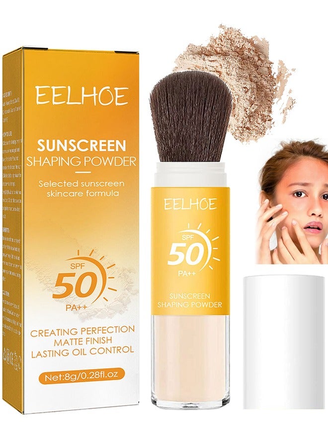 EELHOE Sunscreen Setting Powder, SPF 50 PA++, UVA And UVB Protection, No Parabens, Gluten Free, Vegetarian, Hypo-Allergenic, Long-Lasting Lightweight Breathable Sunscreen Power, With Soft Sunscreen Brush - Image 1