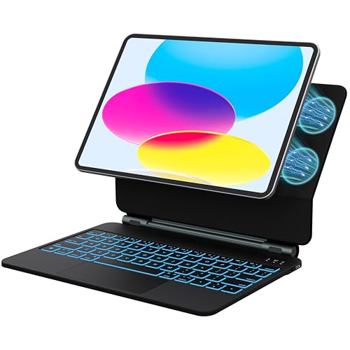 Sooguard for iPad 11th 10th Generation Case with Keyboard,11/10.9 inch 2025 A16/2022 Folio Keyboard Case,Magnetic Wireless Magic Keyboard,7-Color Backlight,Multi-Touch Trackpad, Thin & Light (Black) - Image 1