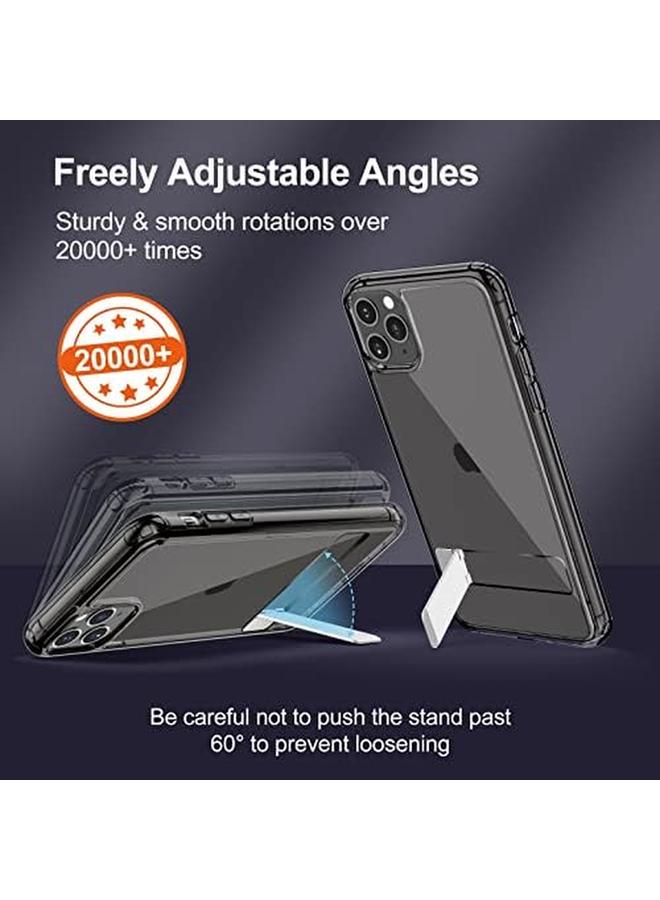 جي تيك حافظة لهاتف آيفون 11 برو ماكس مقاس 6.5 بوصة مع حامل يدعم الشحن اللاسلكي، غطاء نحيف مقاوم للصدمات وحامل معدني ثلاثي الاتجاهات باللون الأسود - Image 4