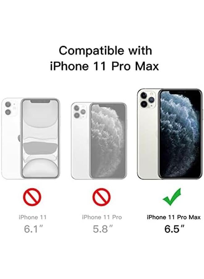 جي تيك حافظة لهاتف آيفون 11 برو ماكس مقاس 6.5 بوصة مع حامل يدعم الشحن اللاسلكي، غطاء نحيف مقاوم للصدمات وحامل معدني ثلاثي الاتجاهات باللون الأسود - Image 2