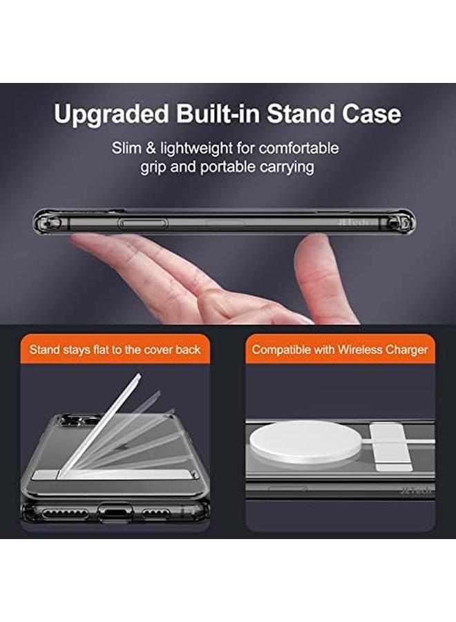 جي تيك حافظة لهاتف آيفون 11 برو ماكس مقاس 6.5 بوصة مع حامل يدعم الشحن اللاسلكي، غطاء نحيف مقاوم للصدمات وحامل معدني ثلاثي الاتجاهات باللون الأسود - Image 3