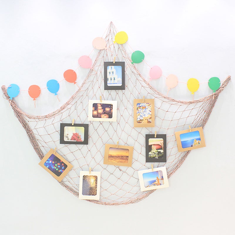 Mediterranean Style Fishing Net Photo Props Wall Hanging Decor for Bedroom Living Room (Colorful) - Image 3