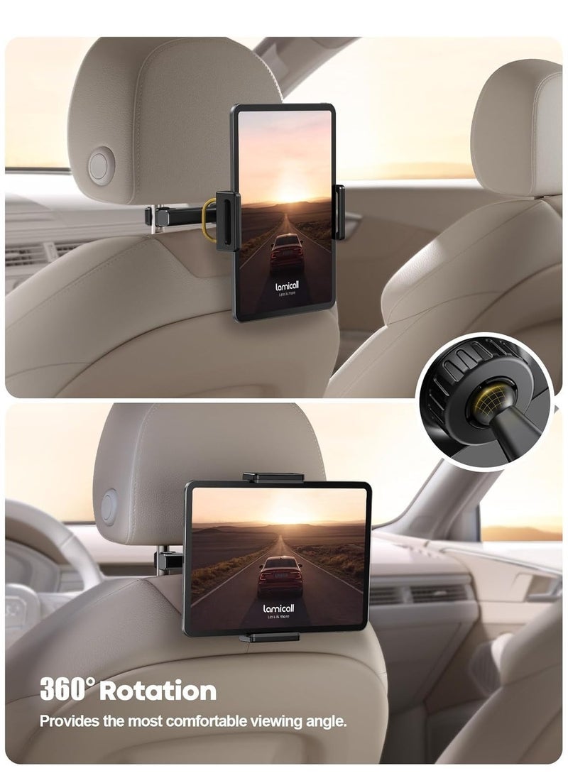 ELTRAZONE Car Tablet Headrest Holder – Back Seat Mount Stand for Kids, Road Trip Travel Accessory Compatible with 2024 iPad Pro 11/13", iPad Air, Mini, Galaxy Tab, Kindle & All 4.7"–13" Tablets – Adjustable, Hands-Free Viewing – Black - Image 3