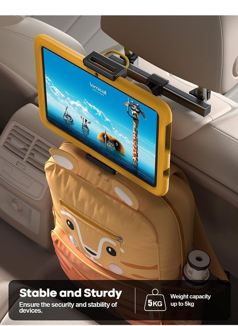 ELTRAZONE Car Tablet Headrest Holder – Back Seat Mount Stand for Kids, Road Trip Travel Accessory Compatible with 2024 iPad Pro 11/13", iPad Air, Mini, Galaxy Tab, Kindle & All 4.7"–13" Tablets – Adjustable, Hands-Free Viewing – Black - Image 5