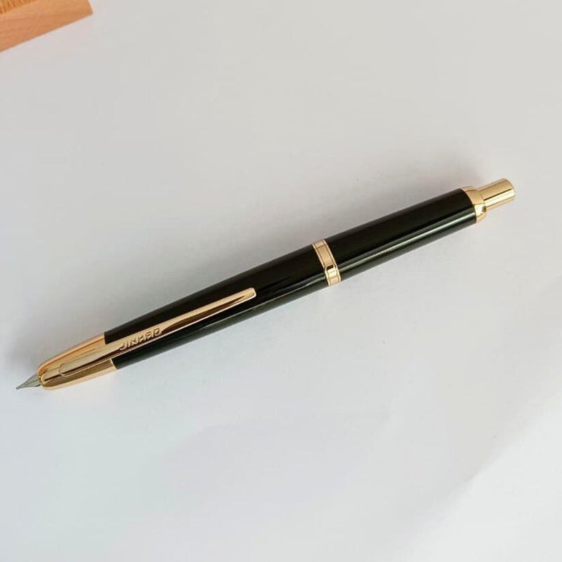 Goldleaf Jinhao 20 Press Retractable Fountain Pen – Fine Nib with Converter – Plastic Body & Metal Clip – Multiple Colors – Smooth Writing Daily Pen (No Ink Included) (Piano Black (Gold Clip)) - Image 4