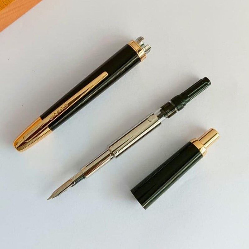 Goldleaf Jinhao 20 Press Retractable Fountain Pen – Fine Nib with Converter – Plastic Body & Metal Clip – Multiple Colors – Smooth Writing Daily Pen (No Ink Included) (Piano Black (Gold Clip)) - Image 5