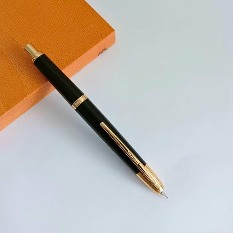 Goldleaf Jinhao 20 Press Retractable Fountain Pen – Fine Nib with Converter – Plastic Body & Metal Clip – Multiple Colors – Smooth Writing Daily Pen (No Ink Included) (Piano Black (Gold Clip)) - Image 3