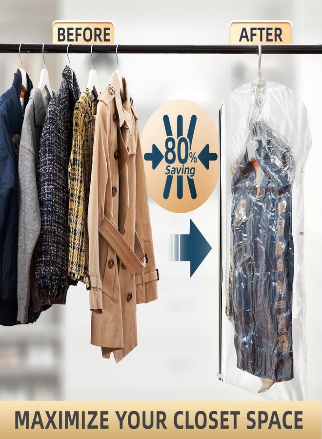 TAILI Hanging Vacuum Storage Sealer Bags Space Saver Bag for Clothing, Suits and Jackets, Closet Organizers, Travel, Set of 4 (2 Long, 2 Short), Clear - Image 2