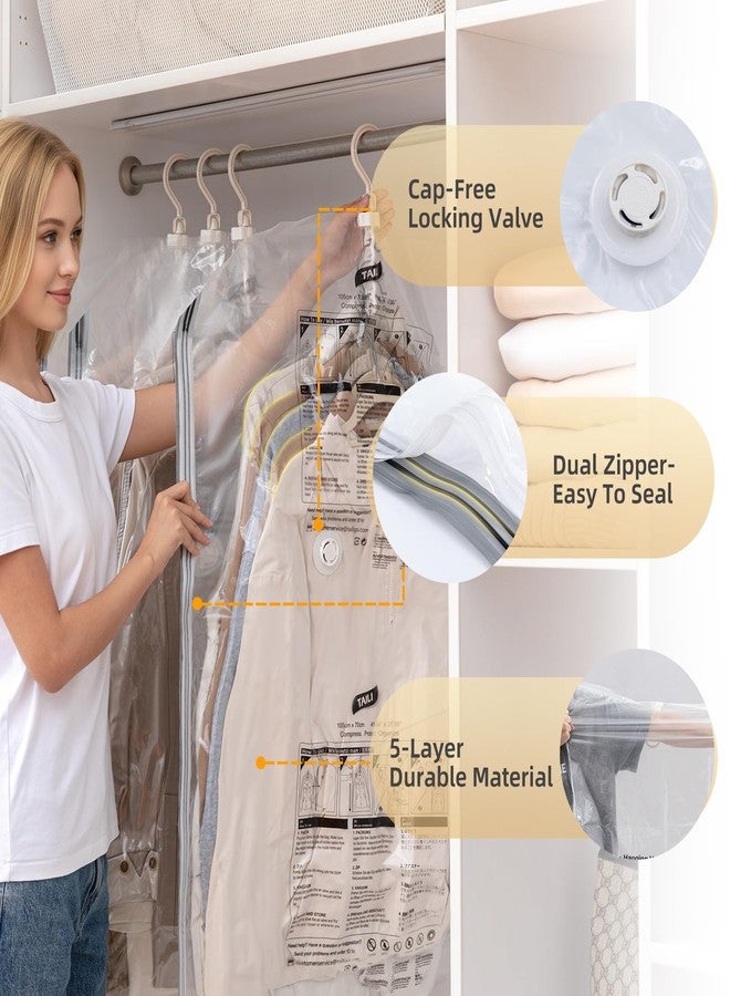TAILI Hanging Vacuum Storage Sealer Bags Space Saver Bag for Clothing, Suits and Jackets, Closet Organizers, Travel, Set of 4 (2 Long, 2 Short), Clear - Image 5