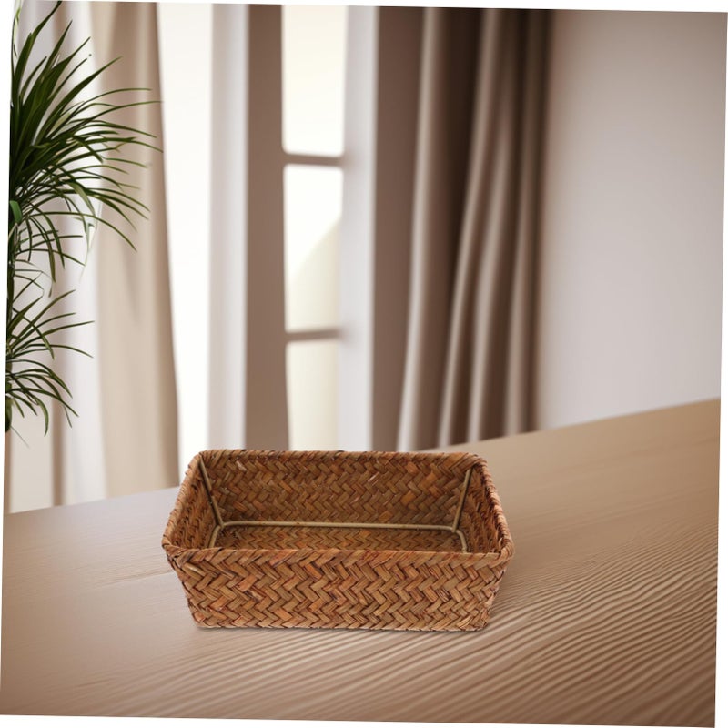 Seagrass Storage Basket Organizer 20X14X5 5Cm Portable For Kitchen Cosmetics - Image 5