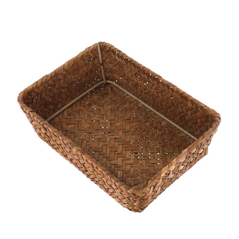 Seagrass Storage Basket Organizer 20X14X5 5Cm Portable For Kitchen Cosmetics - Image 2