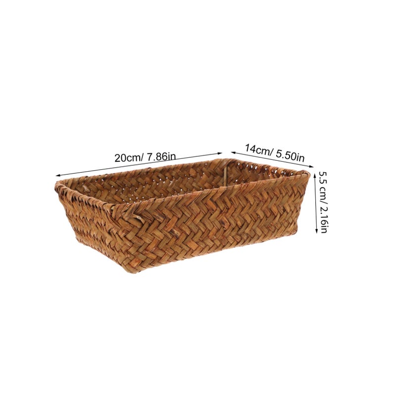 Seagrass Storage Basket Organizer 20X14X5 5Cm Portable For Kitchen Cosmetics - Image 3