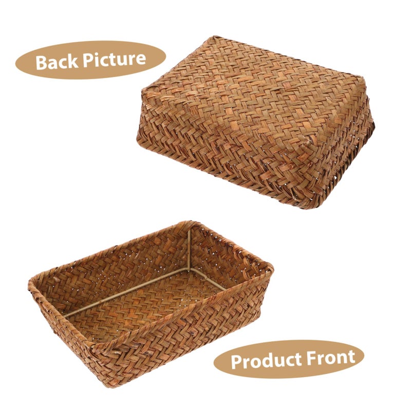 Seagrass Storage Basket Organizer 20X14X5 5Cm Portable For Kitchen Cosmetics - Image 4