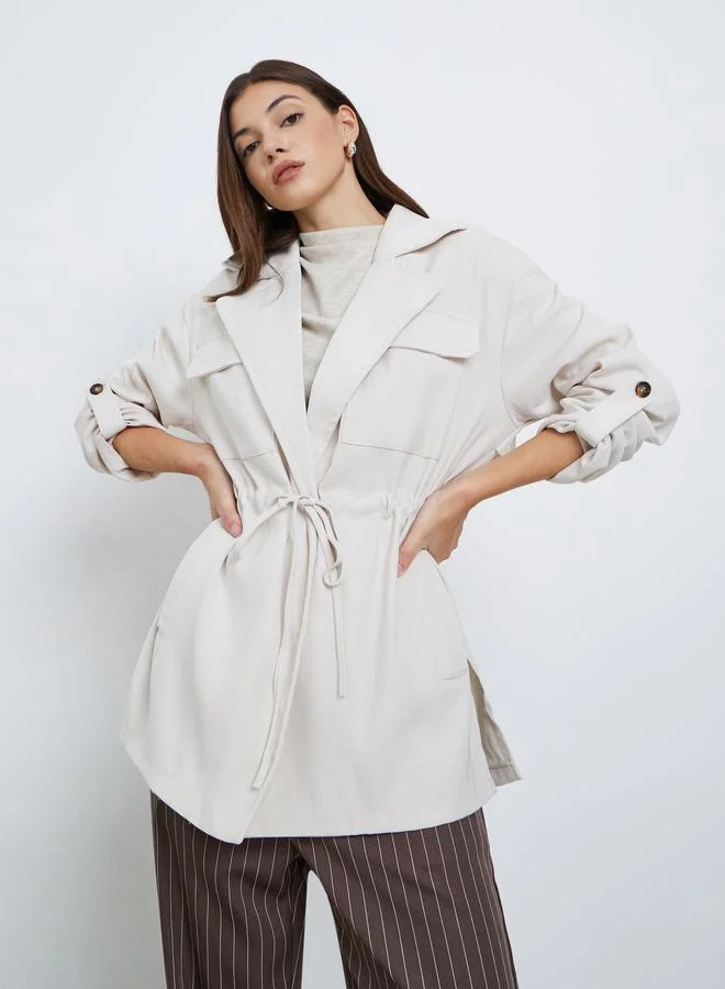 Styli Cream Longline Utility Jacket