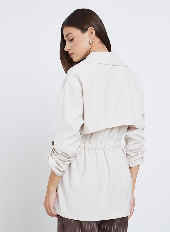 Styli Cream Longline Utility Jacket - Image 5