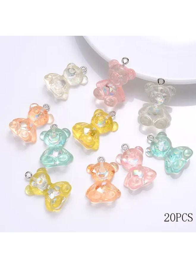 20 قطعة من قلادات دببة تيدي الراتنجية متعددة الألوان AB لصنع المجوهرات DIY - Image 1