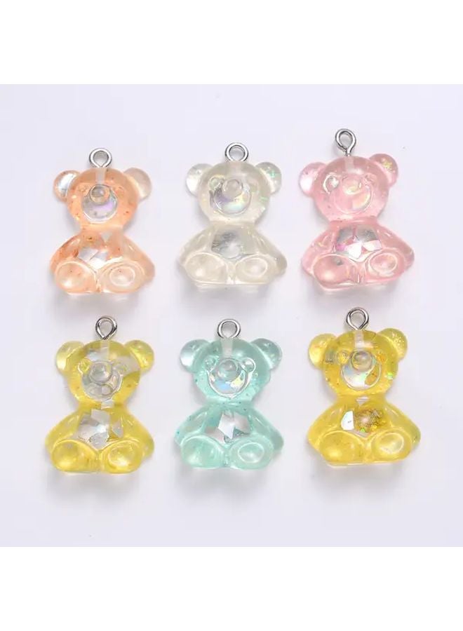 20 قطعة من قلادات دببة تيدي الراتنجية متعددة الألوان AB لصنع المجوهرات DIY - Image 2