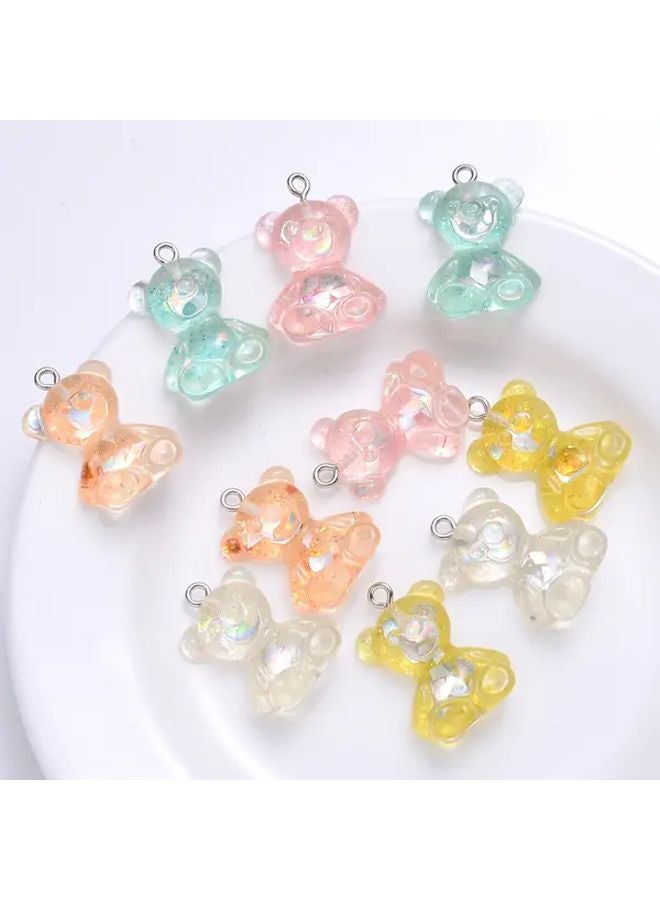 20 قطعة من قلادات دببة تيدي الراتنجية متعددة الألوان AB لصنع المجوهرات DIY - Image 4