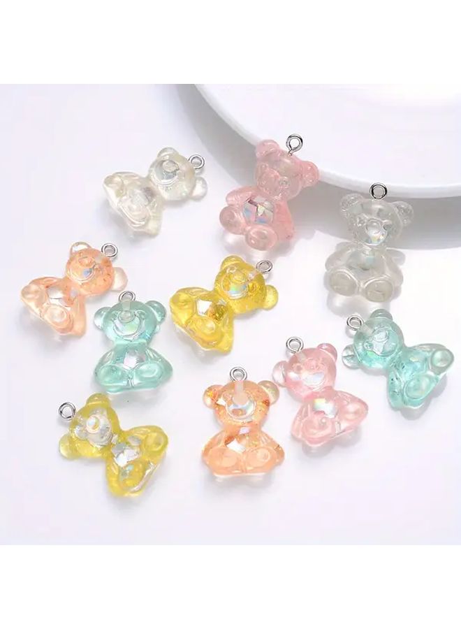 20 قطعة من قلادات دببة تيدي الراتنجية متعددة الألوان AB لصنع المجوهرات DIY - Image 3