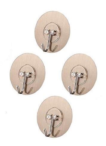 Gopendra Gopendra MultiFunctional Self Adhesive No Drilling Wall Hook Sticking Adhesive Hanger Round Strong Stainless Steel Wall Kitchen Capacity of 5 Kg Each Hook Pack of 4 Hooks MultiColoured  - Image 2