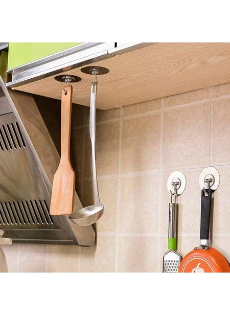 Gopendra Gopendra MultiFunctional Self Adhesive No Drilling Wall Hook Sticking Adhesive Hanger Round Strong Stainless Steel Wall Kitchen Capacity of 5 Kg Each Hook Pack of 4 Hooks MultiColoured  - Image 3