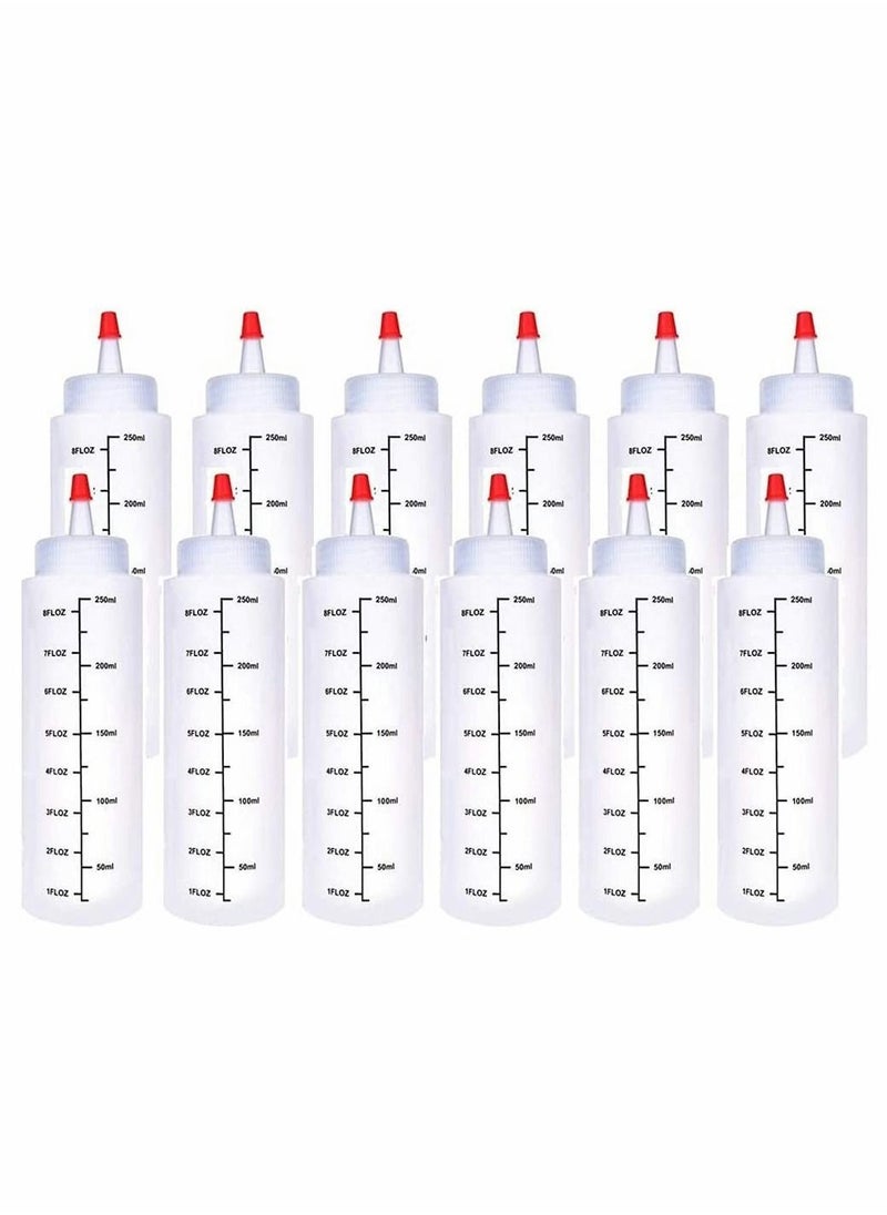 SYOSI - Condiment Squeeze Bottles, 12 Pack 240 ML Plastic Squeeze Bottles With Red Tip Cap Tie Dye Bottles Empty Paint Squeeze Bottle For Ketchup, BBQ, Sauces, Syrup, Condiments, Dressings, Arts - Image 1