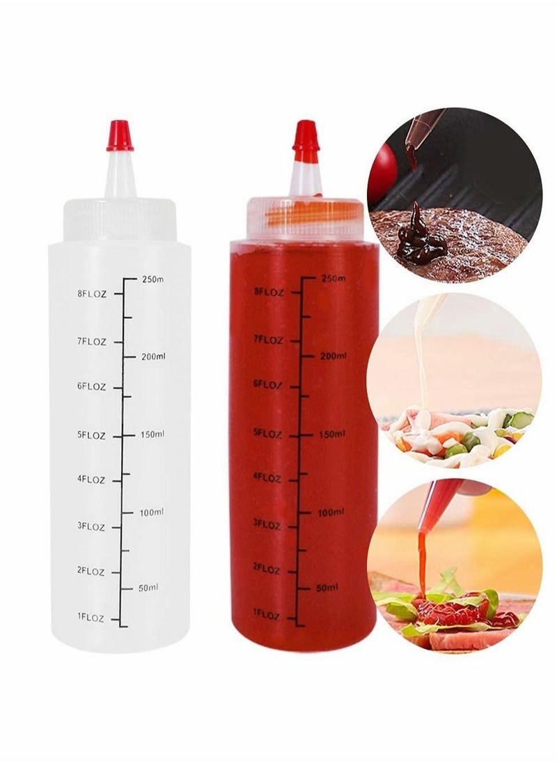 SYOSI - Condiment Squeeze Bottles, 12 Pack 240 ML Plastic Squeeze Bottles With Red Tip Cap Tie Dye Bottles Empty Paint Squeeze Bottle For Ketchup, BBQ, Sauces, Syrup, Condiments, Dressings, Arts - Image 1