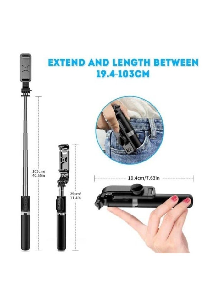 Selfie Stick Tripod Wireless Remote Control Mini Extendable 4 in 1 Selfie Stick-360° rotation phone stand holder For Vlogging - Image 3