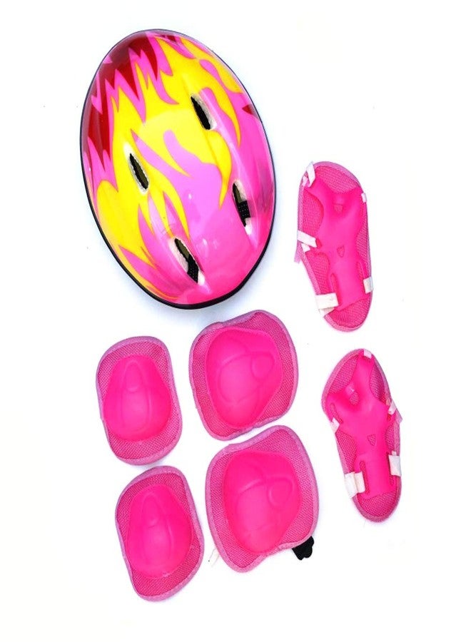 EMUKOEP 7pcs Kids Protective Gear with Adjustable Helmet Knee Pads Elbow Pads Wrist Pads for Roller Skates (Pink) - Image 4