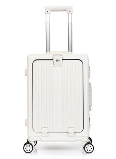MORANO Morano Modern Carry-on Aluminum Frame Polycarbonate Luggage with Four Universal Wheels and Combination Lock (Beige) Size: 35 CM X 24 CM X 55 CM  - Image 2