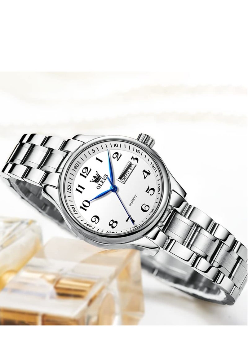 OLEVS Women's Watch Stainless Steel Waterproof Analog Large Easy-to-Read Date Ladies Watch - Image 3