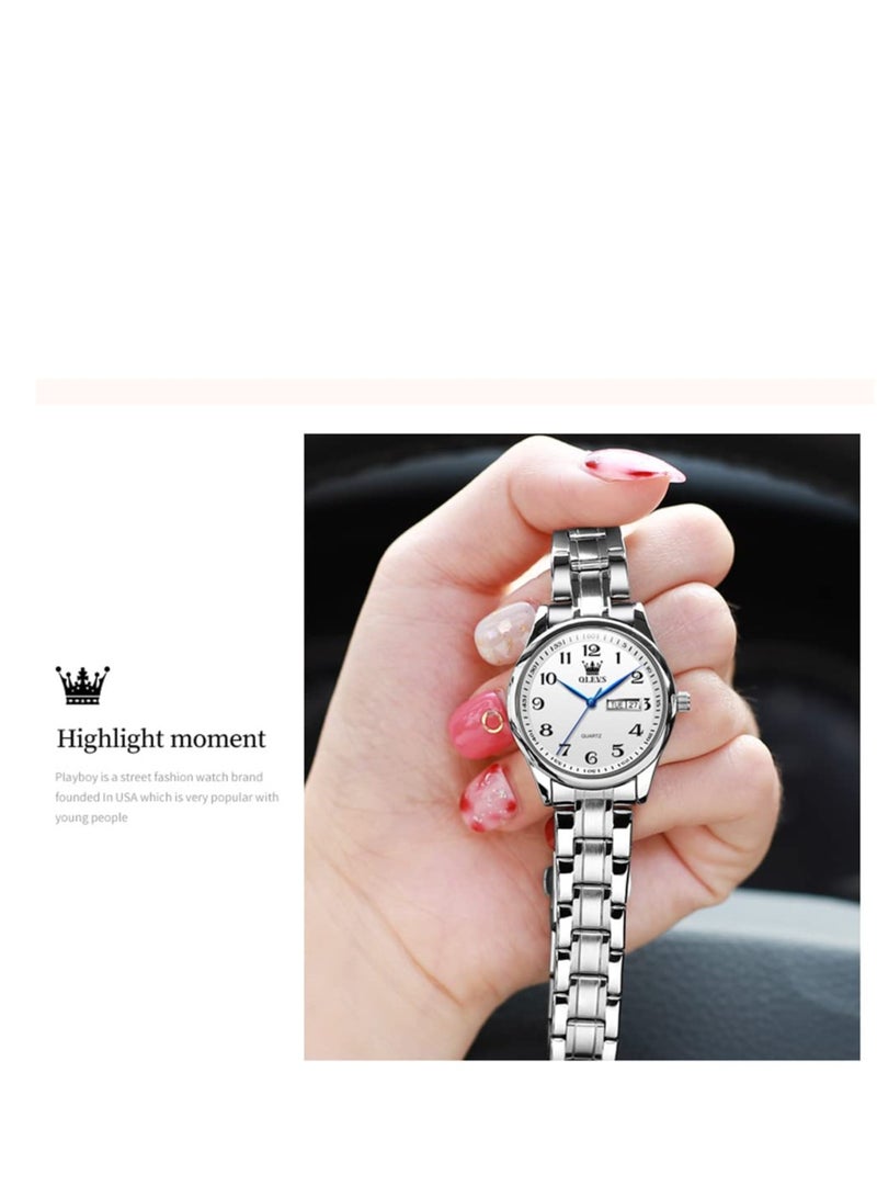 OLEVS Women's Watch Stainless Steel Waterproof Analog Large Easy-to-Read Date Ladies Watch - Image 5