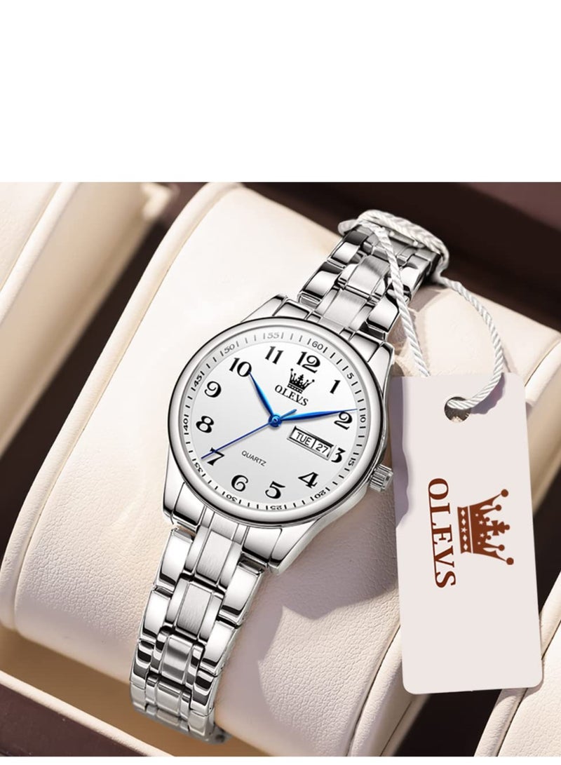 OLEVS Women's Watch Stainless Steel Waterproof Analog Large Easy-to-Read Date Ladies Watch - Image 1