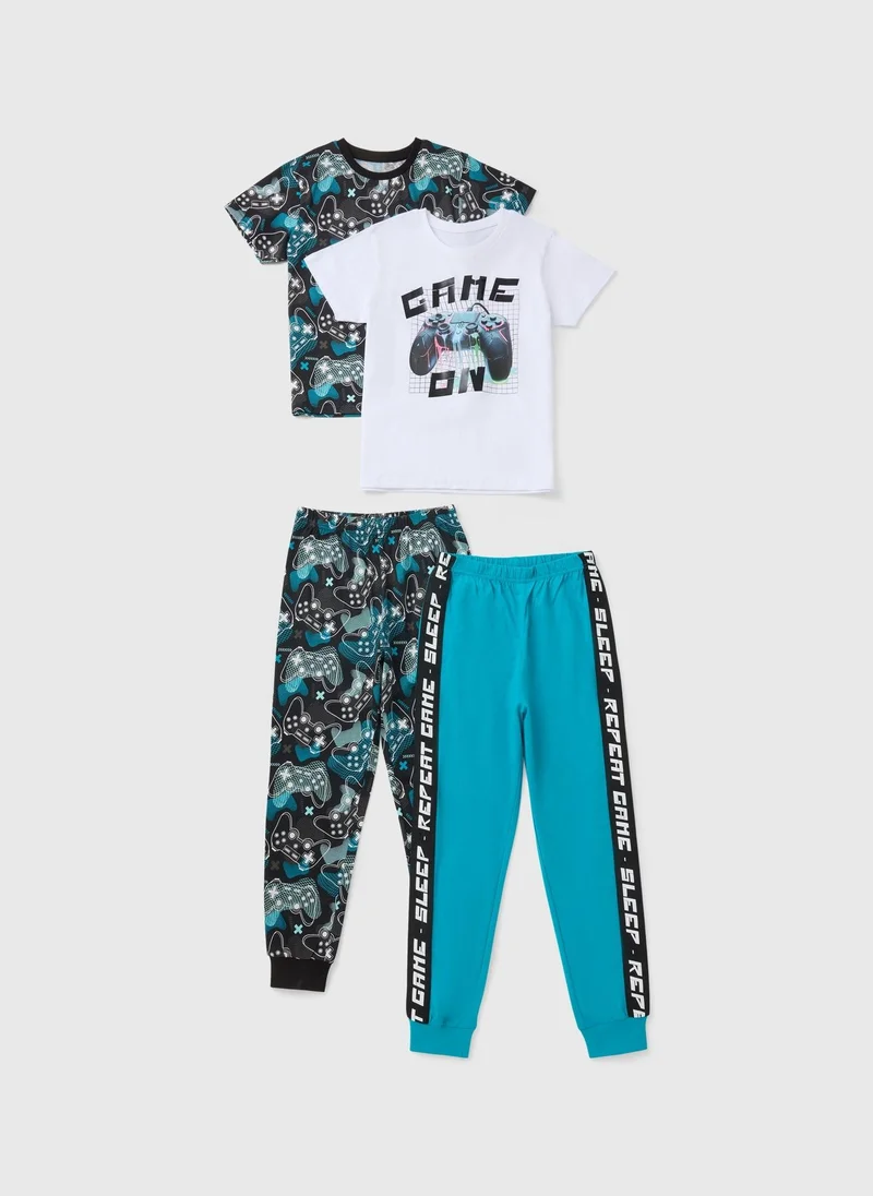 Matalan 2 Pack Boys Blue Gaming Pyjama Sets