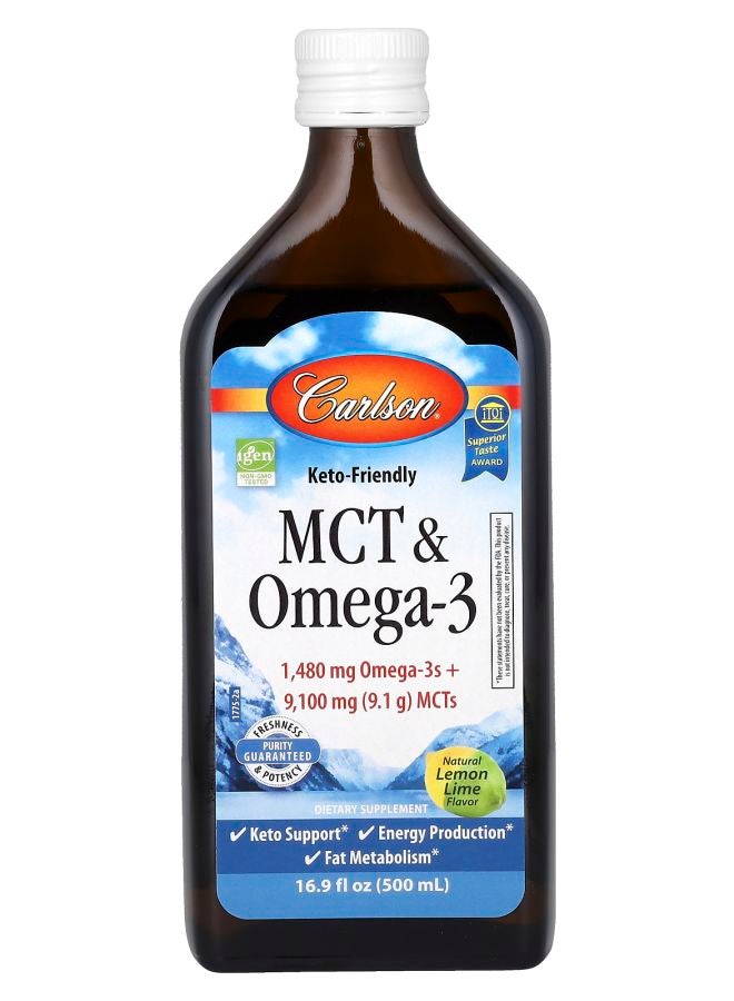 MCT & Omega-3 Keto Friendly Natural Lemon Lime 16.9 fl oz (500 ml)