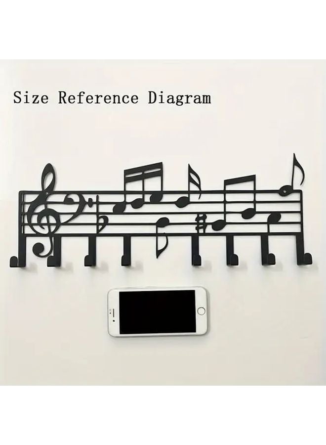 خطاف حائط معدني على شكل مفتاح موسيقى أسود للمفاتيح والمناشف وعشاق الموسيقى - Image 2