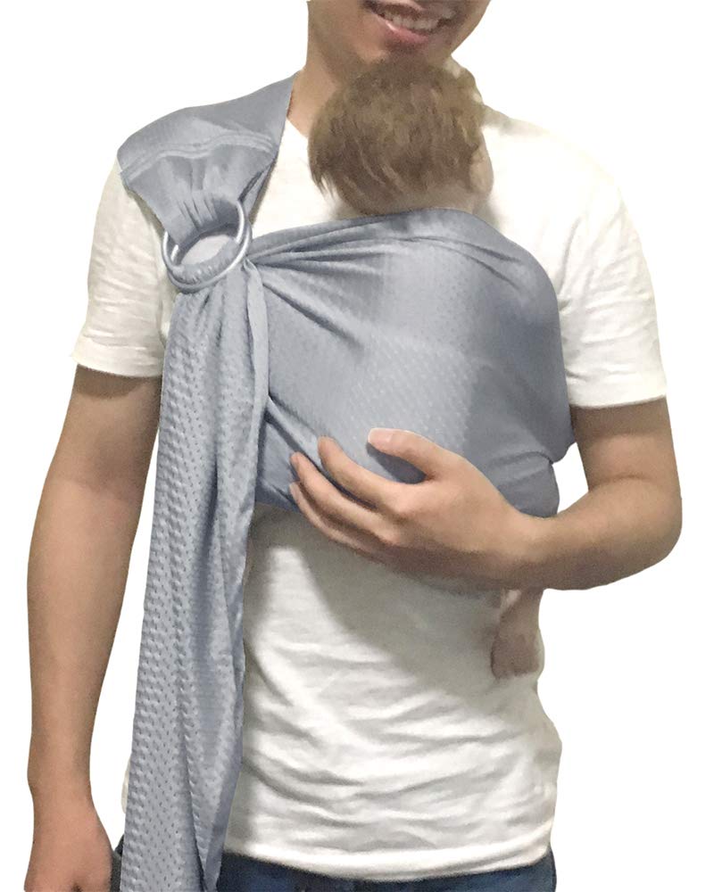 Vlokup Baby Water Ring Sling Carrier | Lightweight Breathable Mesh Baby Wrap for Infant, Newborn, Kids and Toddlers | Perfect for Summer, Swimming, Pool, Beach | Great for Dad Too Light Gray - Image 4